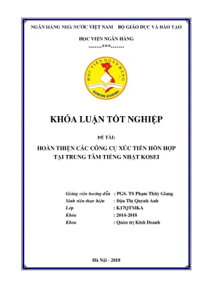 Khóa luận tốt nghiệp quản trị kinh doanh hoàn thiện các công cụ xúc tiến hỗn hợp tại trung tâm tiếng nhật kossei