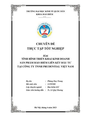 Chuyên đề thực tập tốt nghiệp tình hình triển khai kinh doanh sản phẩm bảo hiểm liên kết đầu tư tại công ty tnnh prudential việt nam