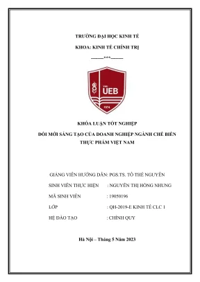 Khóa luận tốt nghiệp kinh tế chính trị đổi mới sáng tạo của doanh nghiệp ngành chế biến thực phẩm việt nam