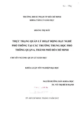 Khóa luận tốt nghiệp quản lý giáo dục thực trạng quản lý hoạt động dạy nghề phổ thông tại các trường trung học phổ thông quận 6 thành phố hồ chí minh