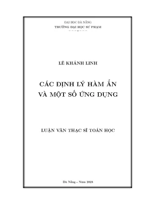 Các định lý hàm ẩn và một số ứng dụng