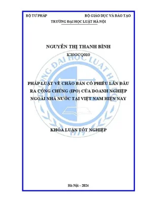 Khóa luận tốt nghiệp pháp luật về chào bán cố phiếu lần đầu ra công chúng ipo của doanh nghiệp ngoài nhà nước tại việt nam hiện nay