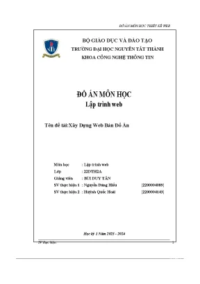 Đồ án môn học lập trình web đề tài xây dựng web bán đồ ăn