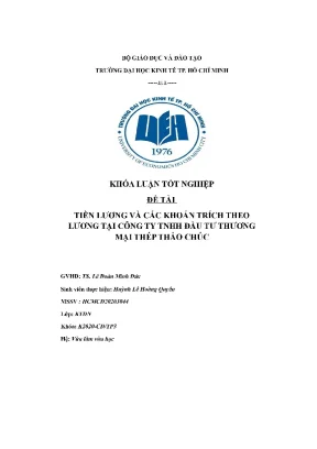 Khóa luận tốt nghiệp tiền lương và các khoản trích theo lương tại công ty tnhh đầu tư thương mại thép thảo chúc