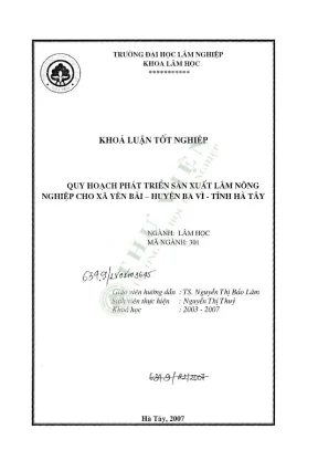 Quy hoạch phát triển sản xuất lâm nông nghiệp cho xã yên bài huyện ba vì tỉnh hà tây