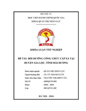 Đề tài bồi dưỡng công chức cấp xã tại huyện gia lộc tỉnh hải dương