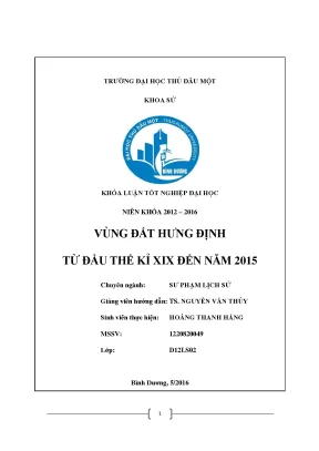Khóa luận tốt nghiệp vùng đất hưng định từ đầu thế kỉ xix đến năm 2015