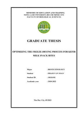 Khóa luận tốt nghiệp công nghệ sinh học optimizing the freeze drying process for kefir milk snack bites