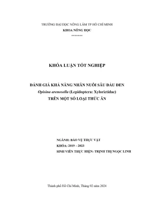 Khóa luận tốt nghiệp bảo vệ thực vật đánh giá khả năng nhân nuôi sâu đầu đen opisina arenosella lepidoptera xylorictidae trên một số loại thức ăn