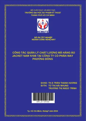 Đồ án tốt nghiệp công nghệ may công tác quản lý chất lượng mã hàng áo jacket nam n10s tại công ty cổ phần may phương đông