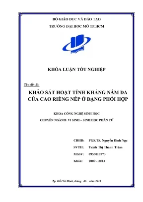 Khảo sát hoạt tính kháng nấm da của cao riềng nếp ở dạng phối hợp