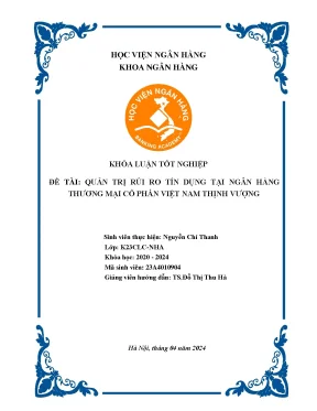 Khóa luận tốt nghiệp ngân hàng quản trị rủi ro tín dụng tại ngân hàng thương mại cổ phần việt nam thịnh vượng