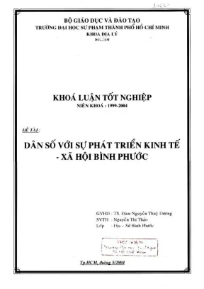 Khóa luận tốt nghiệp địa lý dân số với sự phát triển kinh tế xã hội bình phước