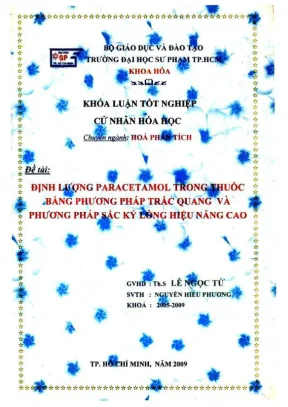 Khóa luận tốt nghiệp hóa học định lượng paracetamol trong thuốc bằng phương pháp trắc quang và phương pháp sắc ký lỏng hiệu năng cao
