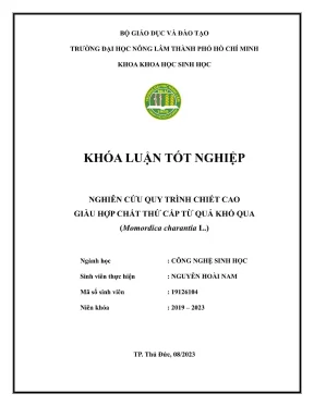 Khóa luận tốt nghiệp công nghệ sinh học nghiên cứu quy trình chiết cao giàu hợp chất thứ cấp từ quả khổ qua momordica charantia l
