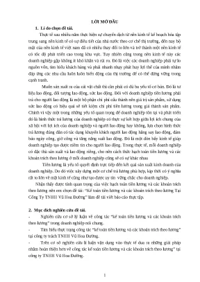 Luận văn tốt nghiệp kế toán tiền lương và các khoản trích theo lương tại công ty tnhh vũ hoa đường