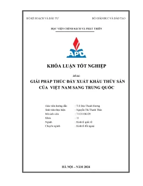 Giải pháp thúc đẩy xuất khẩu thủy sản việt nam sang thị trường trung quốc
