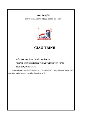 Giáo trình quản lý chất thải rắn ngành công nghệ kỹ thuật tài nguyên nước cao đẳng