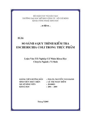 So sánh 4 quy trình kiểm tra escherichia coli trong thực phẩm