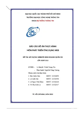 Báo cáo đồ án thực hành môn phát triển ứng dụng web đề tài xây dựng website kinh doanh quần áo