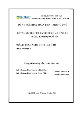 Đề tài nghiên cứu và thiết kế mô hình hệ thống khởi động ô tô
