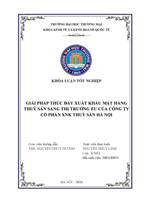 Giải pháp thúc đẩy xuất khẩu mặt hàng thủy sản sang thị trường eu của công ty cổ phần xnk thuỷ sản hà nội