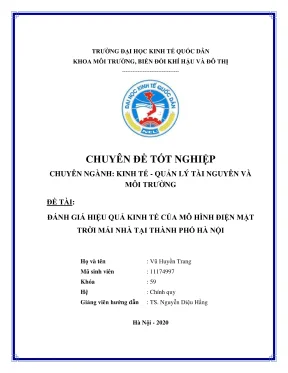 Chuyên đề tốt nghiệp đánh giá hiệu quả kinh tế của mô hình điện mặt trời mái nhà tại thành phố hà nội