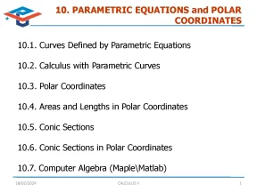 Chapter 10 parametric equations and polar coordinates 1