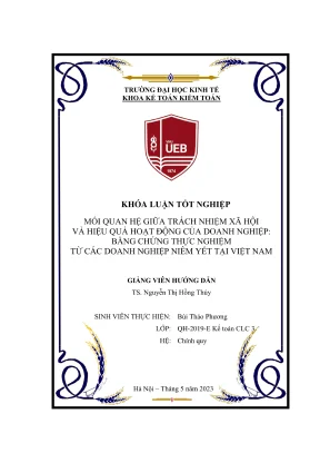 Khóa luận tốt nghiệp kế toán kiểm toán mối quan hệ giữa trách nhiệm xã hội và hiệu quả hoạt động của doanh nghiệp bằng chứng thực nghiệm từ các doanh nghiệp niêm yết tại việt nam