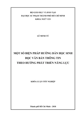 Khóa luận tốt nghiệp ngữ văn một số biện pháp hướng dẫn học sinh đọc văn bản thông tin theo hướng phát triển năng lực