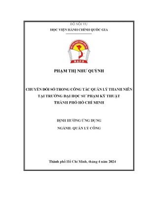 Chuyển đổi số trong công tác quản lý thanh niên tại trường đại học sư phạm kỹ thuật thành phố hồ chí minh