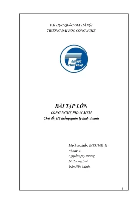 Bài tập lớn công nghệ phần mềm chủ đề hệ thống quản lý kinh doanh