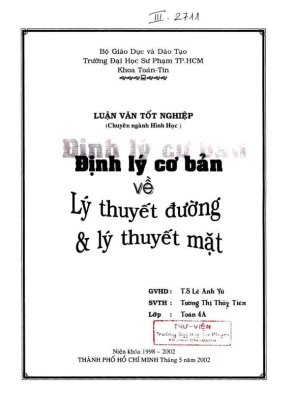 Khóa luận tốt nghiệp toán tin định lý cơ bản về lý thuyết đường và lý thuyết mặt