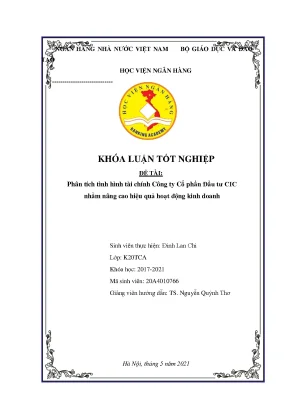 Phân tích tình hình tài chính công ty cổ phần đầu tư cic nhằm nâng cao hiệu quả hoạt động kinh doanh