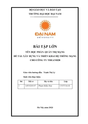 Bài tập lớn quản trị mạng đề tài xây dựng và triển khai hệ thống mạng cho công ty theanh28