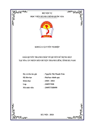 Giải quyết tranh chấp về quyền sử dụng đất tại tòa án nhân dân huyện thanh liêm tỉnh hà nam