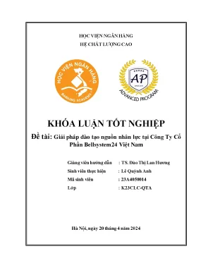Giải pháp đào tạo nguồn nhân lực tại công ty cổ phần bellsystem24 việt nam