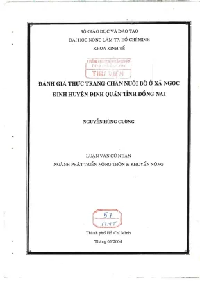 Khóa luận tốt nghiệp phát triển nông thôn đánh giá thực trạng chăn nuôi bò ở xã ngọc định huyện định quán tỉnh đồng nai