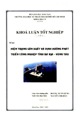 Khóa luận tốt nghiệp địa lý hiện trạng sản xuất và định hướng phát triển công nghiệp tỉnh bà rịa vũng tàu