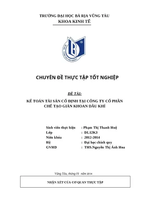 Luận văn tốt nghiệp kế toán tài sản cố định tại công ty cổ phần chế tạo giàn khoan dầu khí