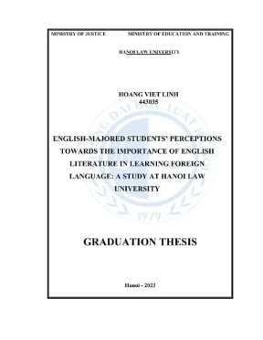 Khóa luận tốt nghiệp english majored students perceptions towards the importance of english literature in learning foreign language a study at hanoi law university