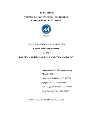 Đề tài lập dự án kinh doanh cửa hàng tiệm cái bông