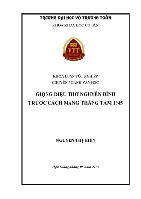 Khóa luận tốt nghiệp văn học giọng điệu thơ nguyễn bính trước cách mạng tháng tám 1945