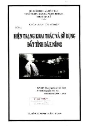 Khóa luận tốt nghiệp địa lý hiện trạng khai thác và sử dụng đất tỉnh đăk nông