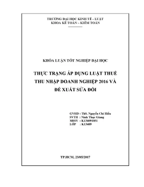 Thực trạng áp dụng luật thuế r nthu nhập doanh nghiệp 2016 và r nđề xuất sửa đổi
