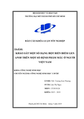 Khảo sát một số dạng đột biến điểm gen apob trên một số bệnh phẩm máu ở người việt nam