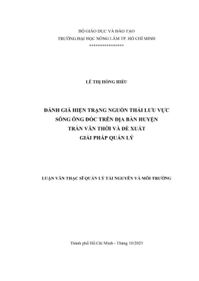 Khóa luận tốt nghiệp quản lý tài nguyên và môi trường đánh giá hiện trạng nguồn thải lưu vực sông ông đốc trên địa bàn huyện trần văn thời và đề xuất giải pháp quản lý