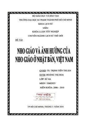 Khóa luận tốt nghiệp lịch sử nho giáo và ảnh hưởng của nho giáo ở nhật bản việt nam