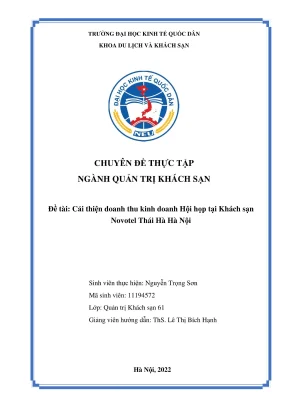 Chuyên đề thực tập cải thiện doanh thu kinh doanh hội họp tại khách sạn novotel thái hà hà nội