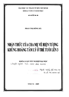 Khóa luận tốt nghiệp tâm lý học nhận thức của cha mẹ về hiện tượng khủng hoảng tâm lý ở trẻ tuổi lên 3